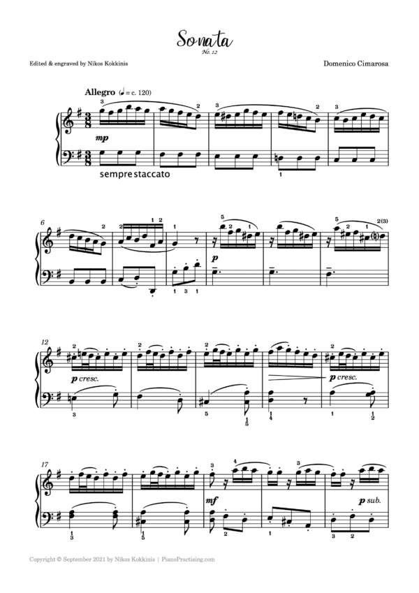 Cimarosa Sonata in G major No. 12