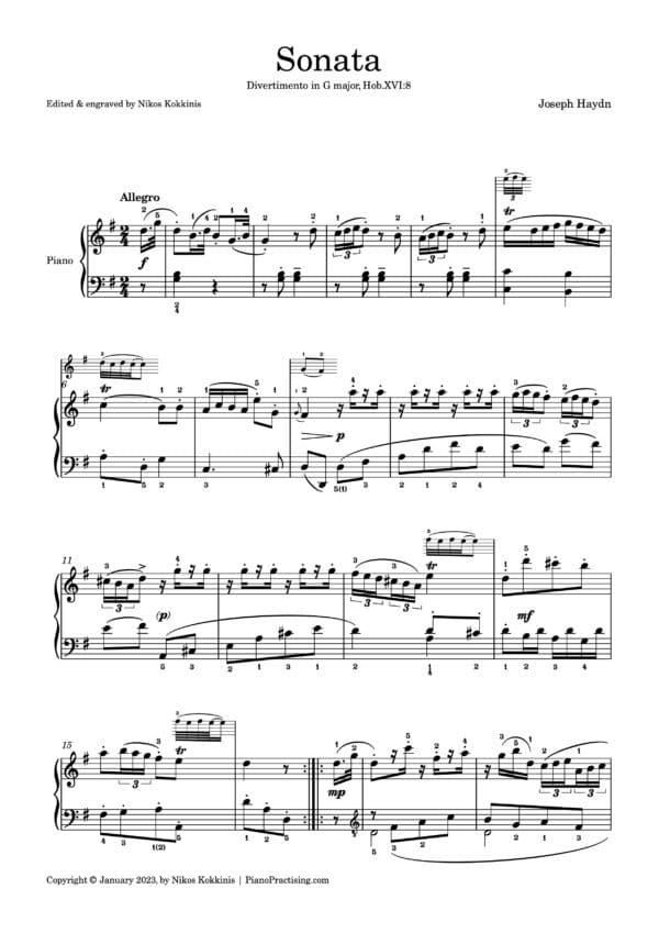 Haydn Sonata Hob. XVI 8 - Nikos Kokkinis - piano